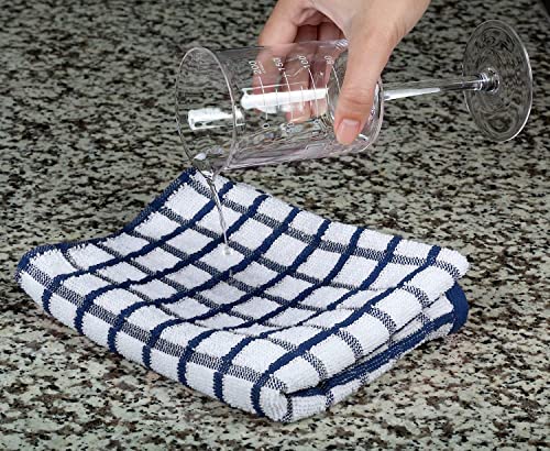 White Classic [12 Pack] Premium Dish Cloths for Kitchen - Heavy Duty Absorbent 100% Cotton 410 GSM Terry Kitchen Towels, 12x12 (Multi)