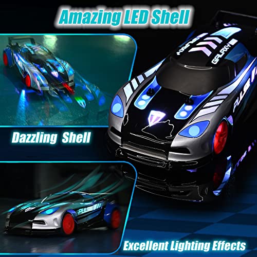 unanscre Light Up Remote Control Car for Kids, LED RC Cars with Music, 1/20 Cool Shell Race Drift Car Toys for Toddlers Boys Girls Age 6+