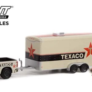 Greenlight 31140-C Racing Hitch & Tow Series 4 2021 Chevy Silverado and 1969 Camaro RS Texaco #18 2021 Optima Ultimate Street Car National Champ with Enclosed Car Hauler 1:64 Scale Diecast