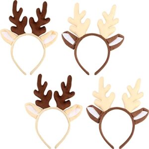 cotiny 4 pack christmas reindeer antler headbands deer hoop headwear for kids adults christmas costume holiday party favors