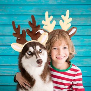 Cotiny 4 Pack Christmas Reindeer Antler Headbands Deer Hoop Headwear for Kids Adults Christmas Costume Holiday Party Favors