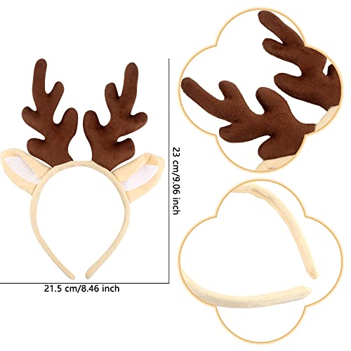 Cotiny 4 Pack Christmas Reindeer Antler Headbands Deer Hoop Headwear for Kids Adults Christmas Costume Holiday Party Favors