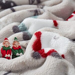 Cozy Bliss Gnome Throw Blanket Xmas Gnome Pattern Warm Luxury Milky Plush Throw Blanket, Ultra Soft & Lightweight Textured Throw Blanket for Couch, Sofa and Bed (Xmas Gnome, 60" x 80")