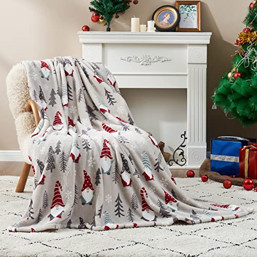 Cozy Bliss Gnome Throw Blanket Xmas Gnome Pattern Warm Luxury Milky Plush Throw Blanket, Ultra Soft & Lightweight Textured Throw Blanket for Couch, Sofa and Bed (Xmas Gnome, 60" x 80")