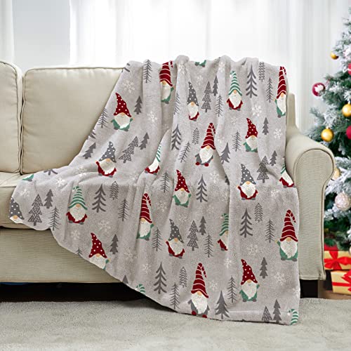 Cozy Bliss Gnome Throw Blanket Xmas Gnome Pattern Warm Luxury Milky Plush Throw Blanket, Ultra Soft & Lightweight Textured Throw Blanket for Couch, Sofa and Bed (Xmas Gnome, 60" x 80")