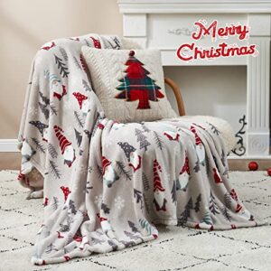 Cozy Bliss Gnome Throw Blanket Xmas Gnome Pattern Warm Luxury Milky Plush Throw Blanket, Ultra Soft & Lightweight Textured Throw Blanket for Couch, Sofa and Bed (Xmas Gnome, 60" x 80")