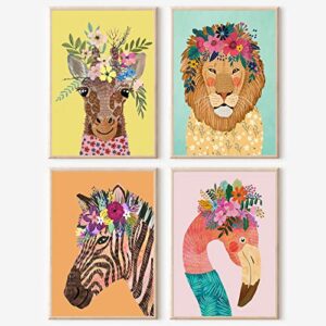 cupmod 4 packs paint by numbers for kids ages 8-12,giraffe easy acrylic watercolor paint by number for beginners,without frame oil painting arts craft on canvas home decor 12x16inch
