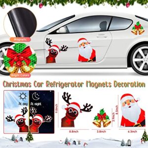 Tallew 36 Pieces Christmas Reindeer Antlers Car Decoration Kit with Light Bulb Lamp Santa Claus Reindeer Santa Hat Car Seat Headrest Cover for Car Accessories Christmas Car Decoration