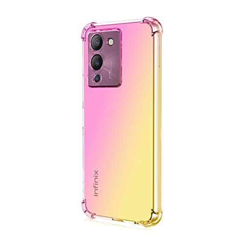 Compatible with Infinix Note 12 G96 Case Slim Shock Absorption Transparent TPU Soft Edge Bumper with Reinforced Corners Multicolor Gradient Protective Cover,Pink Gold