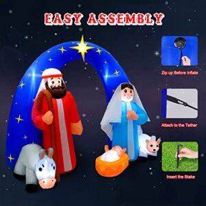 7.5Ft Inflatable Nativity Sets Scene Christmas Yard Outdoor Decorations The Birth of Jesus Scene Blow up Built-in LED Lights Indoor Outdoor Holiday for Outside,Yard, Lawn, Garden, Quick Air Blown