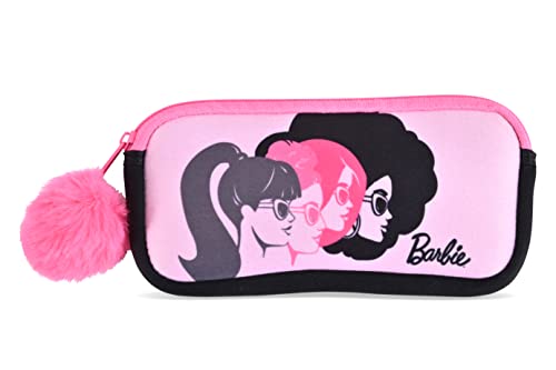 Barbie Girl's Cat Eye Sunglasses and Handled Hard Case Set (Pink-White-Black)