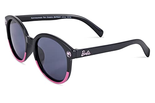 Barbie Girl's Cat Eye Sunglasses and Handled Hard Case Set (Pink-White-Black)