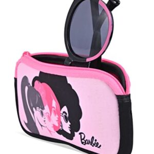 Barbie Girl's Cat Eye Sunglasses and Handled Hard Case Set (Pink-White-Black)