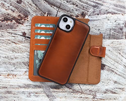 VENOULT Leather Wallet Case Comptible with iPhone 15 Pro MAX Man or Women, 15 Pro / 15 Plus 14 Pro / 13/12 and All Genuine Leather, 4 Card Holder Folio Cover, Wireless Charge, Kick Stand, ID Window