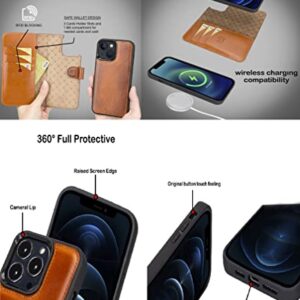 VENOULT Leather Wallet Case Comptible with iPhone 15 Pro MAX Man or Women, 15 Pro / 15 Plus 14 Pro / 13/12 and All Genuine Leather, 4 Card Holder Folio Cover, Wireless Charge, Kick Stand, ID Window