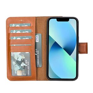 VENOULT Leather Wallet Case Comptible with iPhone 15 Pro MAX Man or Women, 15 Pro / 15 Plus 14 Pro / 13/12 and All Genuine Leather, 4 Card Holder Folio Cover, Wireless Charge, Kick Stand, ID Window