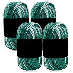 4 roll yarn for knitting crochet, velvet yarn knitting yarn fabric cloth for diy craft handmade voorf thread new year christmas gift -green, 142 yards x 4