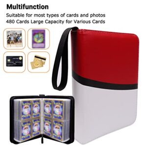 SVJEFY 4-Pocket Card Binder, Trading Card Binder Holder with 60 Removable Sleeves that Fits 480 Cards, Card Binder Collect Holder Album, Carrying Case Binder Album