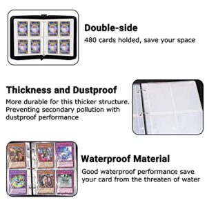 SVJEFY 4-Pocket Card Binder, Trading Card Binder Holder with 60 Removable Sleeves that Fits 480 Cards, Card Binder Collect Holder Album, Carrying Case Binder Album