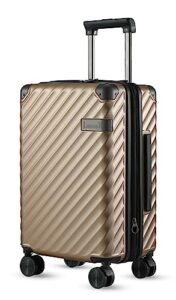 luggex champagne carry on luggage 22x14x9 - polycarbonate expandable hard shell suitcase with spinner wheels