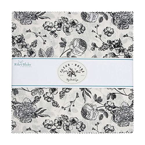 My Mind's Eye Fleur Noire 10'' Stacker 42 10-inch Squares Layer Cake Riley Blake Designs 10-12520-42, Assorted