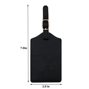 Luggage Tag PU Leather for Suitcase Baggage Handbag Travel Bag Label Suitcase Tag Suitcase Label Tag w. Name Card & Privacy Cover (A)
