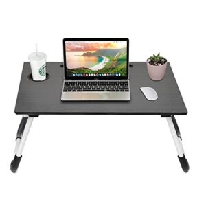 folding laptop desk, built-in cup slot, book stand, portable bed tray table suitable for study writing eating on bed couch sofa office camping party (60 * 40cm black)