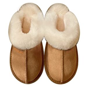 afellicy fluffy slippers memory foam tan slippers for women fuzzy winter indoor outdoor suede fur lined cozy plush warm slip-on anti-skid house shoes furry slippers