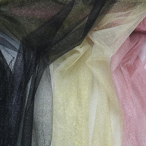 BIT.FLY 54" x 10 Yards Black Glitter Tulle Fabric Rolls Sheer Scarf Sequin Tulle Backdrop Curtain for Wedding Arch Drapes Veil Tutu Skirt Dress Sewing DIY Crafts