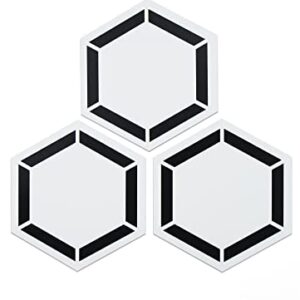 FloorPops 9" x 10.4" Coltrane Peel & Stick Hexagon Vinyl Floor Tiles (10 Tiles), (4.5 sqft/Carton), Off-White