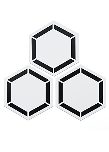 FloorPops 9" x 10.4" Coltrane Peel & Stick Hexagon Vinyl Floor Tiles (10 Tiles), (4.5 sqft/Carton), Off-White