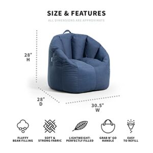 Big Joe Milano Bean Bag Chair, Denim Cobalt Lenox, Durable Woven Polyester, 2.5 feet