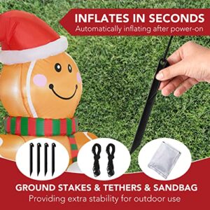 Funflatable 6 FT Christmas Inflatables Outdoor Decorations, Cute Christmas Blow Up Yard Decorations Gingerbread Man in Hot Cocoa Mug Scene for Garden Lawn Xmas Decor