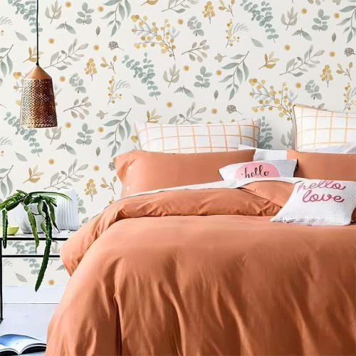 Hopepak 15.3''x118'' Floral Wallpaper Peel and Stick Wallpaper Leaf Floral Contact Paper Vintage Floral Decorative Wallpaper Removable Self Adhesive Wallpaper Vinyl for Home Cabinets Shelf
