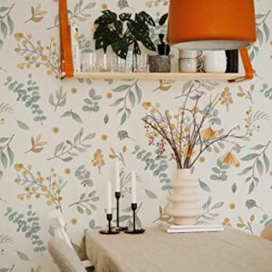 Hopepak 15.3''x118'' Floral Wallpaper Peel and Stick Wallpaper Leaf Floral Contact Paper Vintage Floral Decorative Wallpaper Removable Self Adhesive Wallpaper Vinyl for Home Cabinets Shelf