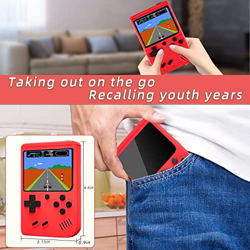 Retro Handheld Game Console for Kids, Portable Mini Hand Held Video Game Console Built in 500 Classic FC Games 3.0-inch Color Screen Support Two Players and TV Output (Red)