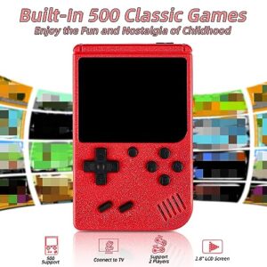 Retro Handheld Game Console for Kids, Portable Mini Hand Held Video Game Console Built in 500 Classic FC Games 3.0-inch Color Screen Support Two Players and TV Output (Red)