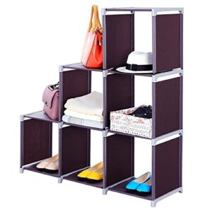 xiaosenlin 3 tiers 6 cubes bookshelf office storage shelf plastic storage cabinet,multifunctional non woven storage rack (brown-3 tiers 6 cube)