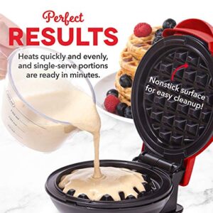 Dash My Pint Electric Ice Cream Maker Machine, 0.4qt-White & DMW001RD Mini Maker for Individual Waffles, Hash Browns, Keto Chaffles with Easy to Clean, Non-Stick Surfaces, 4 Inch, Red