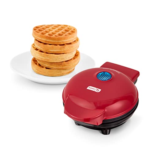 Dash My Pint Electric Ice Cream Maker Machine, 0.4qt-White & DMW001RD Mini Maker for Individual Waffles, Hash Browns, Keto Chaffles with Easy to Clean, Non-Stick Surfaces, 4 Inch, Red