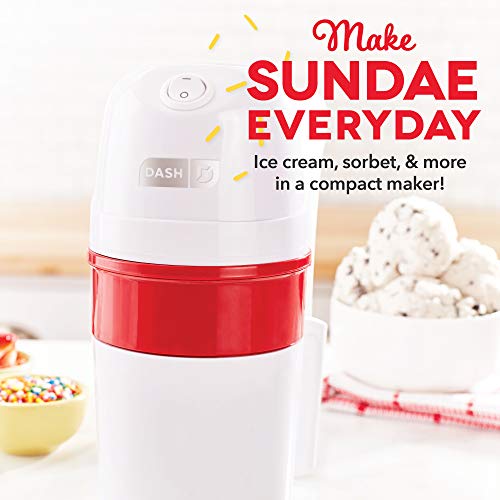 Dash My Pint Electric Ice Cream Maker Machine, 0.4qt-White & DMW001RD Mini Maker for Individual Waffles, Hash Browns, Keto Chaffles with Easy to Clean, Non-Stick Surfaces, 4 Inch, Red