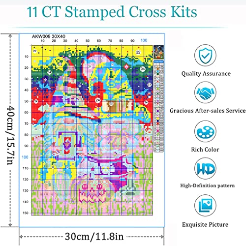 Eiazuiks 4 Packs Stamping Cross Stitch Kit, Gnome Counting Cross Stitch Kit for Adult Beginners, Full Line DIY Cross Stitch Stitching Kit for Home Decor Cross Stitch Patterns 11.8x15.7 inches