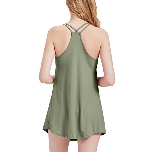 Sheighteen Nightgowns for Women Sexy Sleepwear Soft Sleeveless Chemise Full Slip Lingerie Sleepdress Olive Green