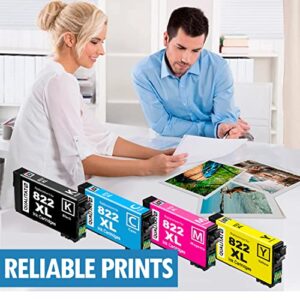 QUALITAT New Chip Compatible for Epson 822XL Ink Cartridges Combo Pack | High Capacity(XL Version) for 822XL Printer Ink Epson Workforce Pro WF-3820 Ink Cartridges WF-4820, WF-4830, WF-4834