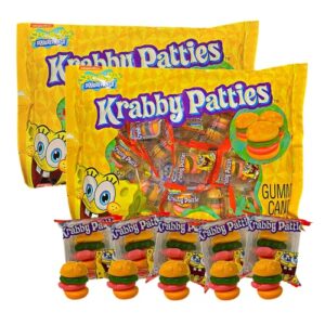 krabby patty gummies, original bulk candy individually wrapped for party bags, pack of 2, 5.08 oucnes
