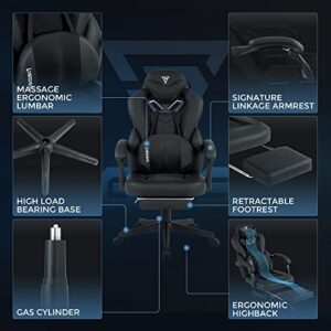 Vigosit Gaming Chair- Gaming Chair with Footrest, Mesh Gaming Chair for Heavy People, Ergonomic Reclining Gamer Computer Chair for Adult, Big and Tall Office PC Chair Gaming with Massage (Black)