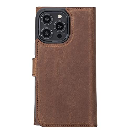 iPhone 14 Pro Leather Case, iPhone 14 Pro 6.1" Tri-fold Wallet, Magnetic Detachable iPhone 14 Pro Cover, Apple iPhone 14 Pro Card Holder