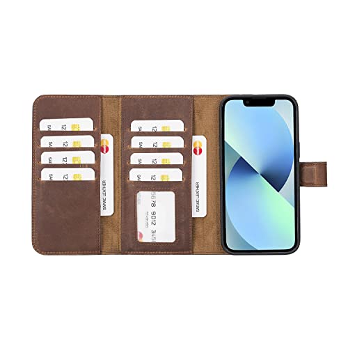 iPhone 14 Pro Leather Case, iPhone 14 Pro 6.1" Tri-fold Wallet, Magnetic Detachable iPhone 14 Pro Cover, Apple iPhone 14 Pro Card Holder