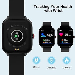 Smart Watch Gift for Men Women, 1.7" Full Touch Screen Smartwatch with Text and Call for Android iOS Phones, GPS Fitness Tracker Watches with Sports Modes, Pedometer, Distance, Calories (Black)