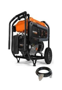 generac 7681 gp6500 6,500-watt gas-powered portable generator - powerrush technology for increased starting capacity - reliable and durable - easy transport and maintenance - includes cord